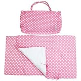 お昼寝布団セット【5点】ドット柄（掛布団／敷布団／掛カバー／敷カバー／手さげバッグ）学童保育　子供用布団 (ピンク)