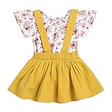 Fenteer 全4サイズ 赤ちゃんコットンドレス 花柄スカート 春スカート 写真スカート 道具 撮影ため - 黄, 18-24ヶ月