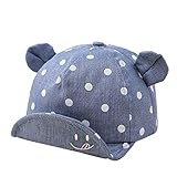 B-PING 帽子　キッズ 男の子 女の子　兼用　サイズ調整 可能　野球帽　ベビー帽子　お耳付き　笑顔柄　水玉　鳥打ち帽子　可愛い帽子　お出かけ (グレー)