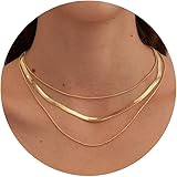 CHESKY 14K Gold/Silver Plated Snake Chain Necklace Herringbone Necklace Gold Choker Necklaces for Women Girl Gifts Jewelry 1.