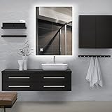 アリス調光機能付きLEDバックライト付きミラーIlluminatedバスルームミラー曇り止め機能付きとタッチBotton 32"x24" no border シルバー