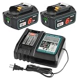 zingelyウェイトレー社製Waitleyバッテリー充電器セット互換マキタBL1860B 18Vバッテリー充電器 大容量6000mAhリチウムイオンバッテリー２個 マキタ18V互換充電器１個 グローバル責任保険付き 正式なPSEマーク取得済