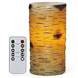ComenzarフレイムレスキャンドルReal Wax Birch Bark効果LEDキャンドルセットの4 " 5 " 6 " with 10-keyリモートコントロール – 2 / 4 / 6 / 