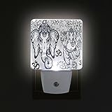 Alaza LED Night Light withスマートDusk to Dawnセンサー、Hindu Lord Ganesha水彩プラグin Night Light Great Forベッドルーム