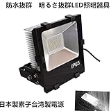 【 水銀灯 に 代わる爆光led照明」 】 LED投光器 80W 800W相当 薄型 昼光色6000k　投光器 屋外 防水　120度 放熱対策ある　100v/プラグ付 省エネ、ノイズなしの設計（ハロゲ