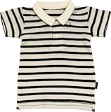 Anna Nicola(アンナニコラ) ベビー用半袖ポロシャツ ボーダー柄 (80cm, オフホワイト×カーキ)