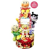 出産祝いに大人気！アンパンマン・バイキンマン 豪華4段おむつケーキ/赤ちゃんの内祝い・誕生日プレゼント ギフトセット ダイパーケーキ/男の子 (パンパースS40枚 （出産祝い用に）)