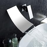 Aquafaucet Waterfall Wall Mount Widespread Bathroom Sink Faucet Bathtub Mixer Tap ,Chrome Finished [