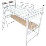 ロフトベッド パイプベッド 宮付 デスク付き シングル ホワイト