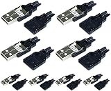 オーディオファン USB Aタイププラグ 自作用コネクタ部品 8点セット 自作部品 USB2.0用 ブラック