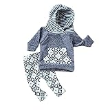 FEITONG 2pcs新生児幼児ベビーガールズフード付きトップス+パンツセット カラー: グレイ