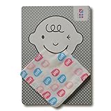 めんぷます田 赤ちゃんのハンカチガーゼ 2枚入り ありがとう! (ブルー) 25×25cm 綿100% 日本製