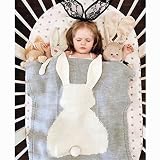 Baby Knitted Cotton Blanket for Summer, VMAE Cute Rabbit Soft Cozy Quilt, Newborn Blanket Baby Beddi
