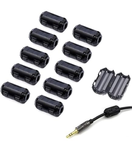 Uxcell 35mm Noyaux En Ferrite Anneau Clip-On RFI EMI Suppression Du Bruit Filtre Clip De Cable Gris 5pcs