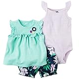 カーターズ Carter's 女の子用ミント花デコノースリーブチュニック豪華上下3点セット (9months(67-72cm)) [並行輸入品]