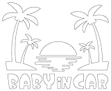 Sticker Shop Haru BABY ＩＮ CAR ステッカー ヤシの木とサンセット 24cm ホワイト
