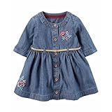 カーターズ ワンピース Carter's 女の子用シャンブレーカラフル花刺繍入りベルト付きワンピース（ブルマ付き） (12months(72-78cm)) [並行輸入品]