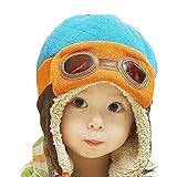 子供の帽子、Richoose冬暖かい帽子のファッションかわいいユニセックスベビーベアパイロットアビエイターハット，コーヒー