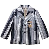 ミニマスターオシャレデザインのテーラードジャケット（濠Du）ベージュストライプ 95cm