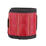 Asixx　磁気バンド　磁気リストバンド　強力磁石　金属部品　紛失防止　アームマグネットバンド　左右兼用　調整可能　ネジ/ボルト/針/ツール用　作業用 　２色選べる(レッド)