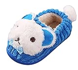 WIN子供靴 ベビー キッズ 女の子 動物 うさぎ スリッパ スリッポン かわいい ルームシューズ 室内履き もこもこ ふかふか 冬用 あったか　 (内寸14.5cm, ブルー)