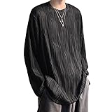 [Culeevp] 長袖 tシャツメンズ 大きいサイズ 無地 肌着 ゆったり ロングtシャツ 秋冬服 トレーナー メンズ 黑L