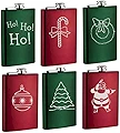 Holidayテーマカスタマイズ8オンスヒップフラスク、6pk、(3レッド, 3グリーン) – 選択をデザイン。