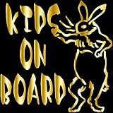 14色 KIDS ON BOARD 鳥獣人物戯画 ウサギ ステッカー 【KIDS IN CAR 兎 兔 男の子 女の子 和柄】 (ミラーゴールド)