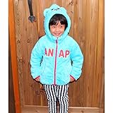 アナップキッズ＆ガール（ANAP KIDS&GIRL） モコモコフリースキャラクターパーカー【ブルー/80】