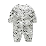DWSIOOW 秋冬向け　厚手　可愛いプリントカバーオール　ベビー服　ジュニア　ロンパース　前開き　カジュアル　新生児　男の子　女の子　8色選べる　出産祝い　プレゼント (66cm, グレー&スター)