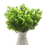 Lanldc 4 Bundles Artificial Plastic Bush Faux Grass Leaves Simulation Greenery Shrubs Home Garden Ba