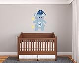 decalcaカスタムLetterパーソナライズ色Bear Cute Sleep Stars Moonベビールーム装飾キッズ寝室保育園壁デカールステッカービニール 25x30(Big)