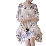 juan Fashion Store Onlineレディース マタニティ ウェア ワンピース 刺繍 ボヘミアン シンプル 大人 かわいい 夏 楽 ふんわり フレア ひざ丈 ミモレ丈 ホワイト