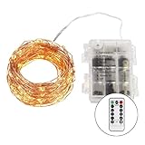 B-right 100LED 34ft Warm White Dimmable Copper Wire String Lights, IP65 Waterproof, Timer Function, 