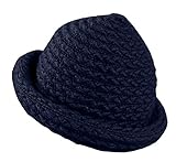 Plus Nao(プラスナオ) 子供用 ニット帽 ニットハット つば付きニット帽 ニットキャップ ざっくり編み 手編み風 キッズ ジュニア シンプル - ネイビー