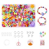 TVETE ビーズセット ビーズ アクセサリー キット ビーズ おもちゃ アクリルビーズ カラフルなビーズ 女の子向け工作キット DIYハンドメイドビーズ ハンドメイドネックレス ブレスレット リング 指輪 ツールキット付き 収納ボックス付き 24グリッド