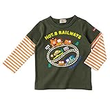 ミキハウス ホットビスケッツ(MIKIHOUSE HOT BISCUITS) HOT-B☆RAILWAYS重ね着風長袖Tシャツ 73-5207-787 110cm カーキ