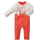 Baby Nest ロンパース カバーオール 前開き 女の子 長袖 ネコ柄 コットン100% オレンジ 6-9M