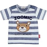 【本体綿100％】2017年 夏物 ZOOMIC ズーミック 天竺 ミジン太ボーダー アップリケ 半袖Ｔシャツ ネイビー◇95cm
