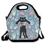 猫をつかまる ペット 面白い 可愛い お弁当バッグ ランチバッグ ベビー用バッグ One Size ブラック