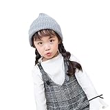 YueLian　秋冬　ニットハット　女の子　ベビー　暖かい　帽子　とんがり　防寒帽子　シンプル　通学　通園　プレゼント　クリスマス(グレー)
