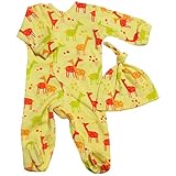 【未熟児】【低出生体重児】【早産児】【NICU】用 ベビー服： 長袖カバーオール 帽子付き ジラフ (2300-3000g)