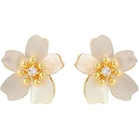 イヤリング 花 レディース 人気 クリップ ノンホールピアス ゴールド 貝 ホワイト