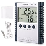 Quimat　デジタル　温度計 湿度計 室内 時計機能 最高最低温湿度表示 大画面でみやすい温湿度計 湿度レベル表示 壁掛け＆卓上スタンド兼用 液晶画面 高精度 操作簡単 健康管理 HC520