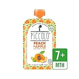 バジルの100グラムのヒントと有機ピーチ＆アップル (Piccolo) (x 2) - Piccolo Organic Peach & Apple with Hint of Basil 100g (P