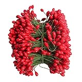 Fityle フルーツ　人工ベリーゴールド　ダブルヘッド　花装飾素材　植物　約500本1000頭　全5色 - 赤