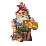 Solar Grumpy Gnome Zone Garden Statue [並行輸入品]