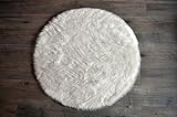 マシン洗濯可能Faux Sheepskinホワイトラグ42 "ラウンド – Soft and Silky – Perfect for赤ちゃんの部屋、保育園、Playroom – Fakeファーエリアラ