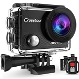 Crosstour アクションカメラ 4K WiFi 超HD 1600万画素 リモコン付き 30M防水 2inchモニター ウェアラブルカメラ 170°広角 バッテリー2つ×1050mAh コンパクト 多種類の撮影モード バイク/自転車/車に取り付け可能 豊富なアクセサリー スポーツカメラ CT9000