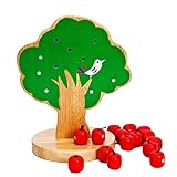 HUKOER　子供用　カラフルな木製の磁気木リンゴの木のおもちゃ